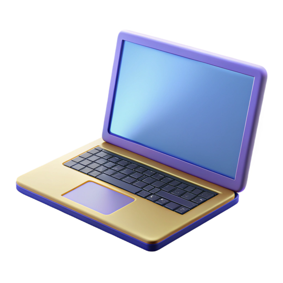 vibrant distinguished Laptop computer with the screen open. NO BACKGROUND with Transparent Background. png