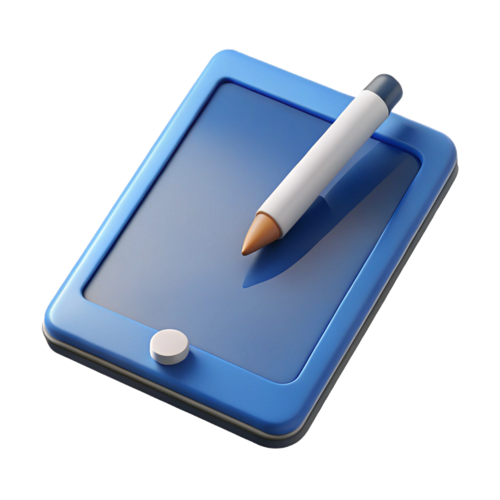 signature urban Tablet computer with a stylus. NO BACKGROUND with Transparent Background. refined png