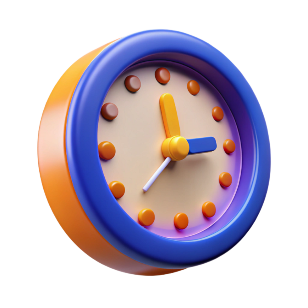 vibrant calm classic Clock showing the time. NO BACKGROUND with Transparent Background. museum quality png