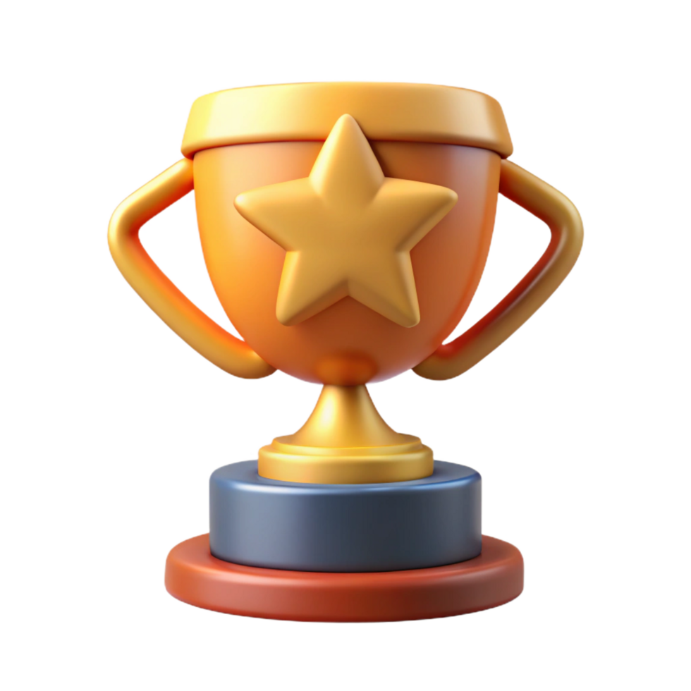 unparalleled coastal Trophy with a gold star. NO BACKGROUND with Transparent Background. sharp png