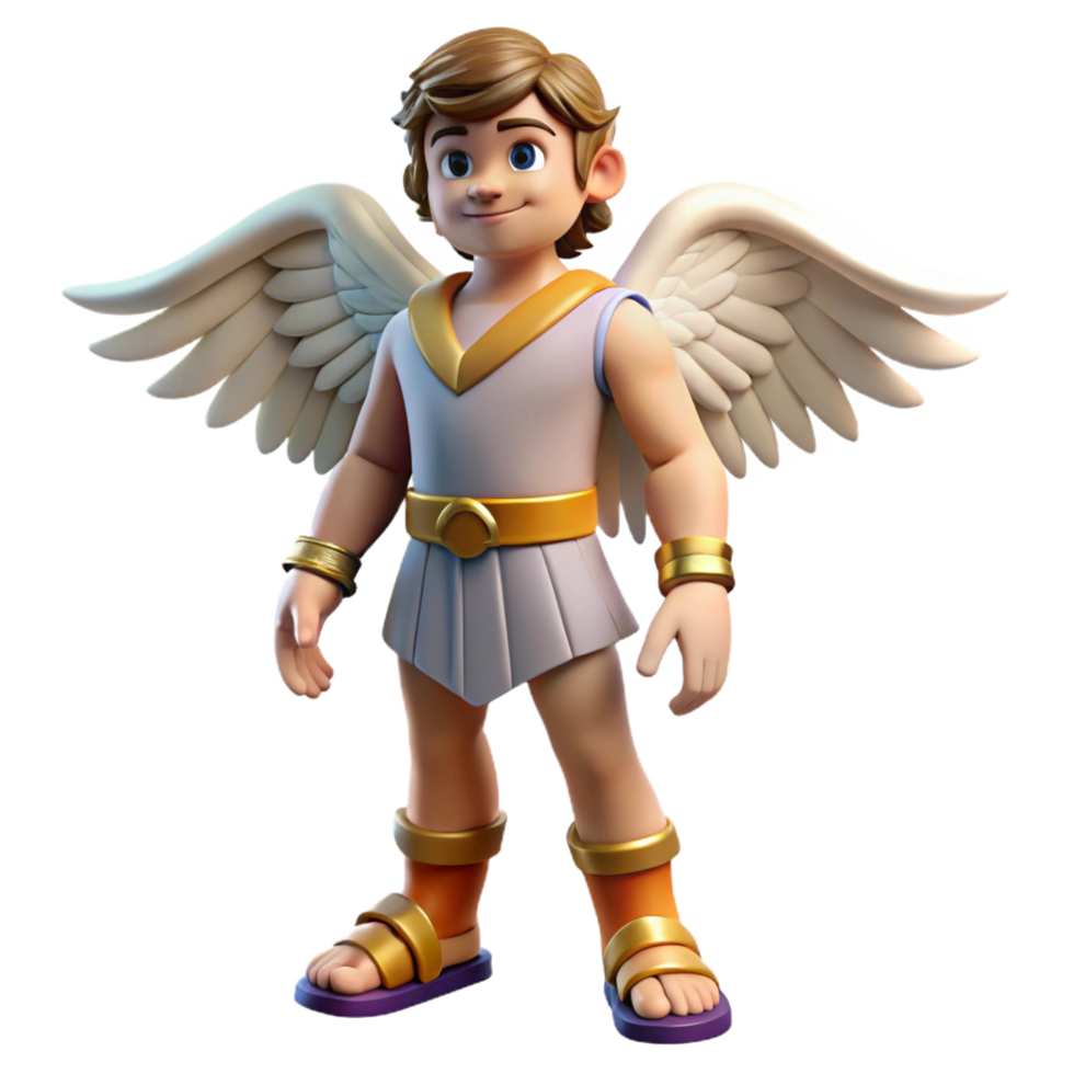 serene sought-after Hermes, Messenger of the Gods, wearing winged sandals. NO BACKGROUND with Transparent Background. png
