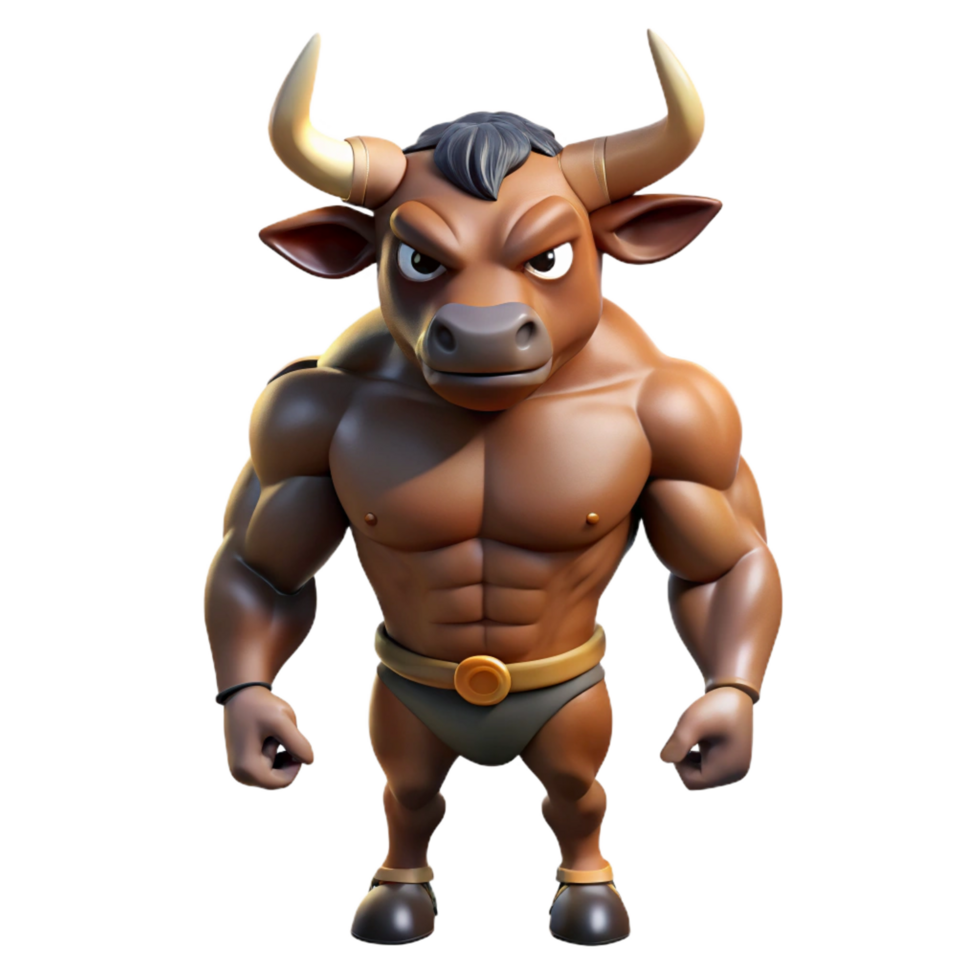 fascinating notable Minotaur, half-bull, half-man creature. NO BACKGROUND with Transparent Background. png