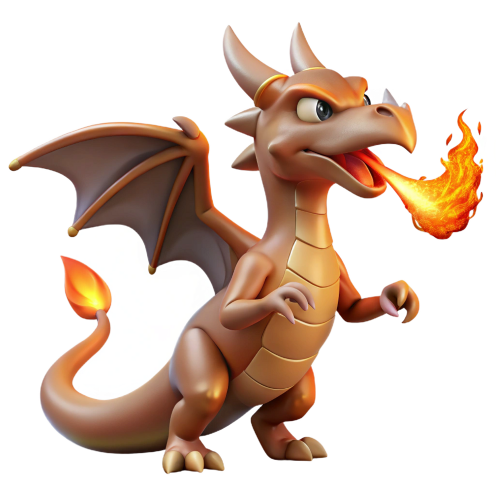 pristine vintage Dragon, fire-breathing mythical creature. NO BACKGROUND with Transparent Background. flawless png