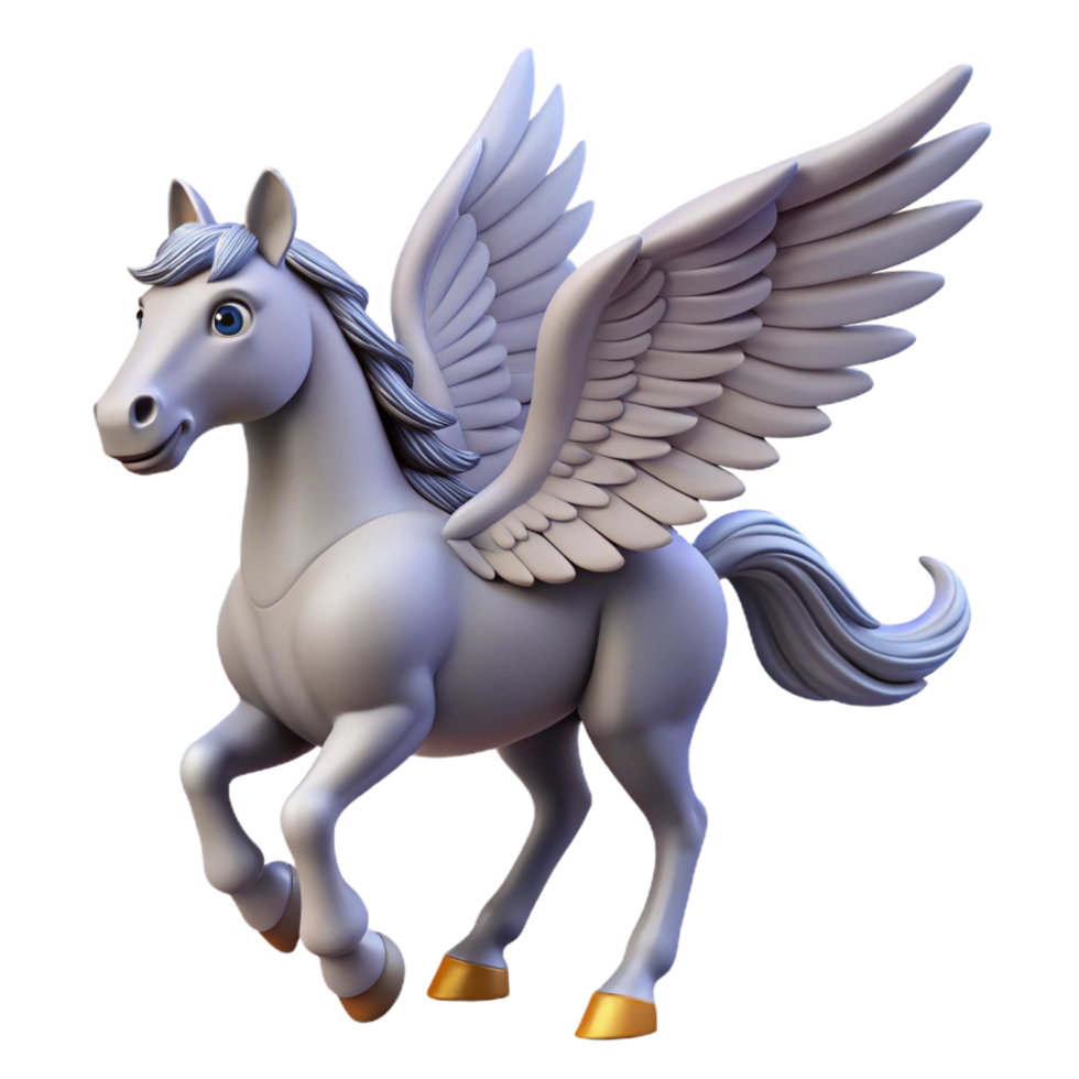 quintessential organic Pegasus, winged horse. NO BACKGROUND with Transparent Background. artisan png