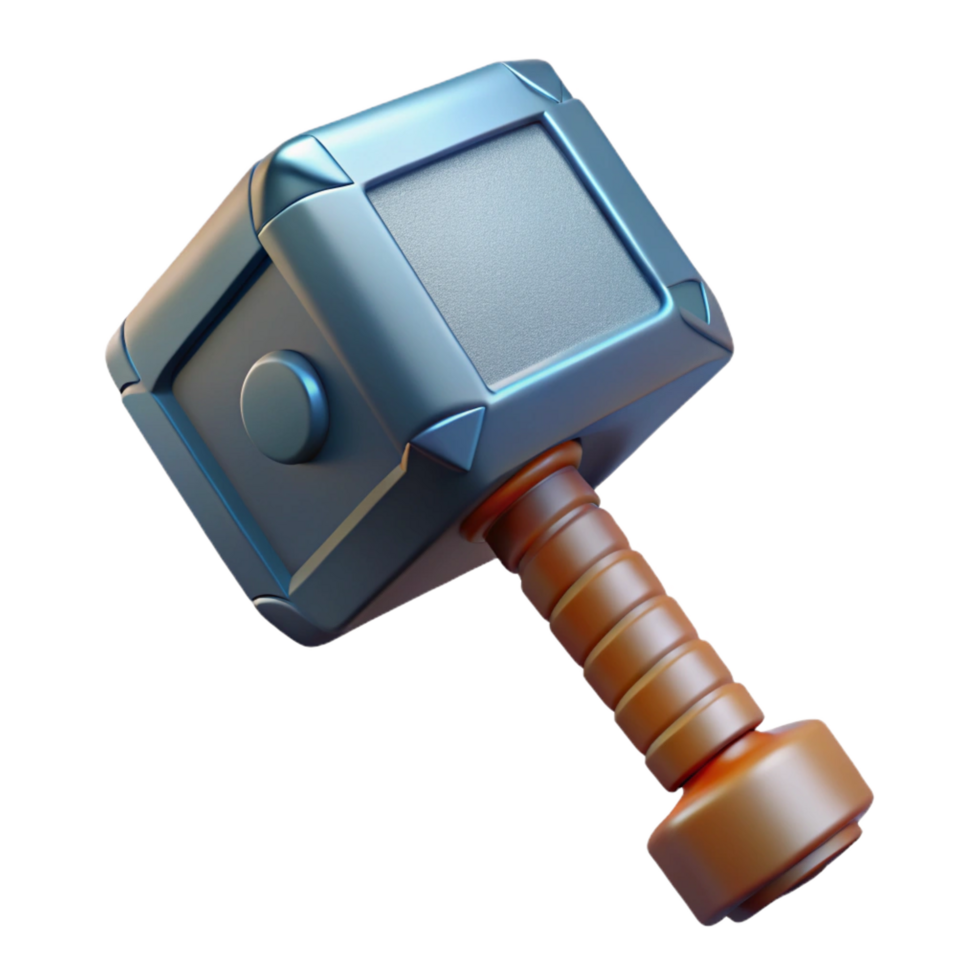 pristine mid-century Thor's Hammer, Mjolnir. NO BACKGROUND with Transparent Background. handcrafted png