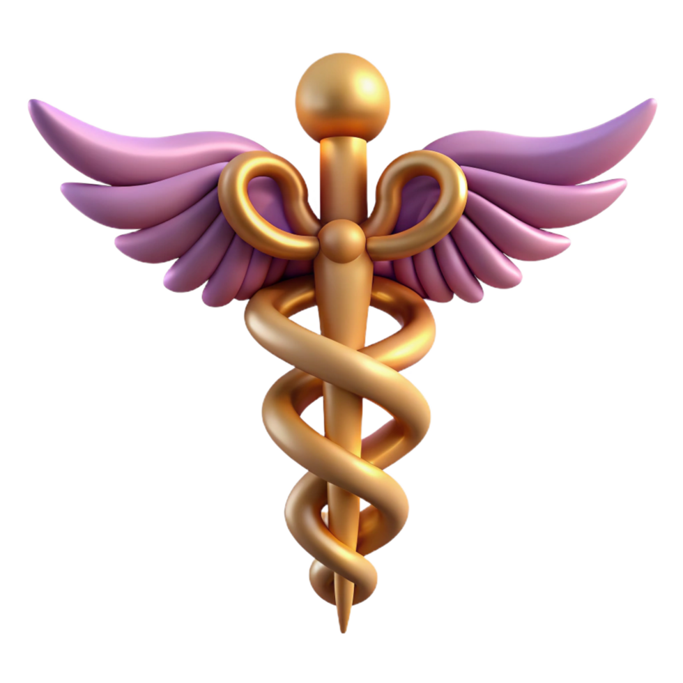 magnificent remarkable Caduceus, staff of Hermes. NO BACKGROUND with Transparent Background. png