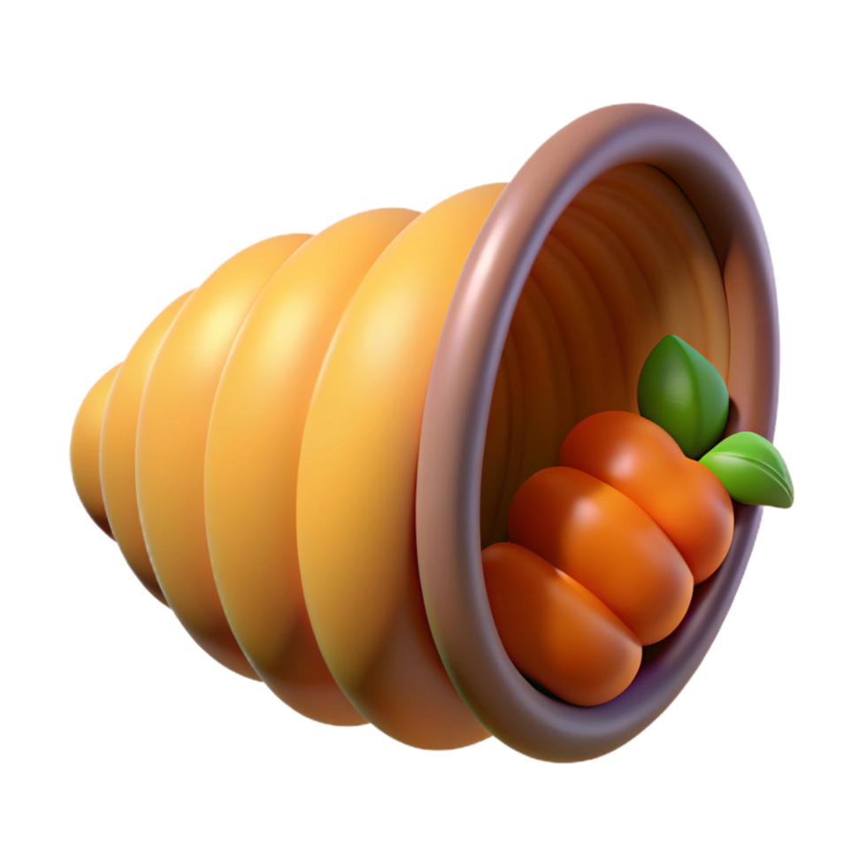 pristine modern Cornucopia, horn of plenty. NO BACKGROUND with Transparent Background. top-tier png