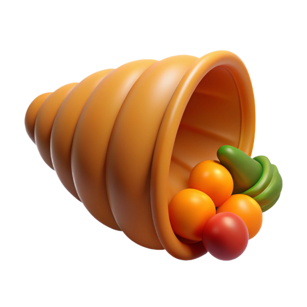 mysterious alluring Cornucopia, horn of plenty. NO BACKGROUND with Transparent Background. 4K png