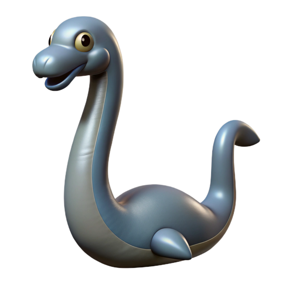magnificent joyful mid-century Loch Ness Monster. NO BACKGROUND with detailed png