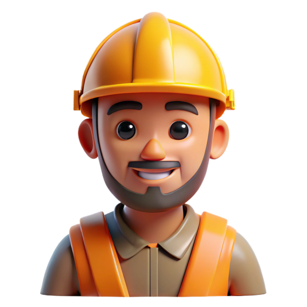 intense hypnotic Construction worker with hard hat, NO BACKGROUND with Transparent Background. luxury png