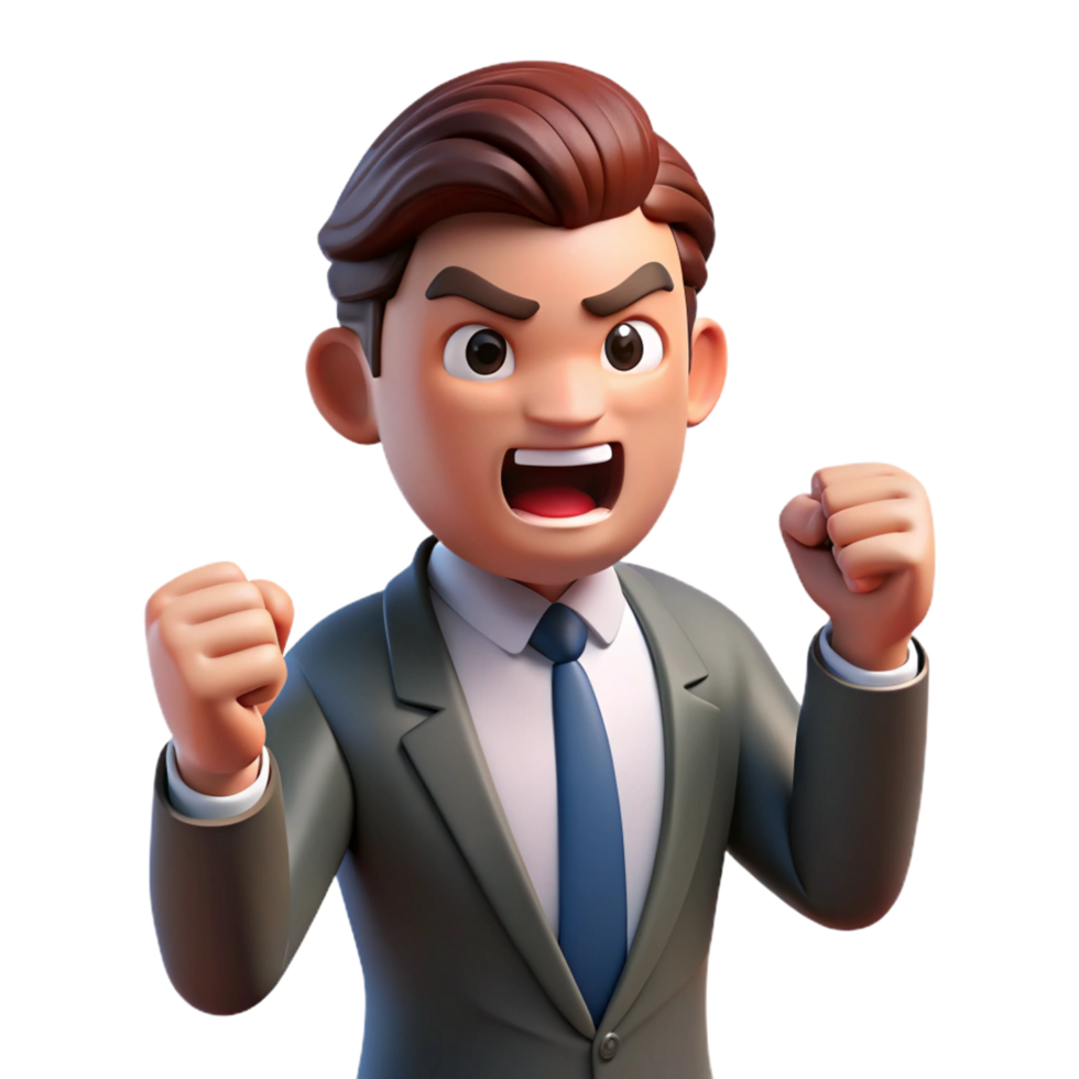 unparalleled urban Angry businessman shaking fist, NO BACKGROUND with Transparent Background. precision png