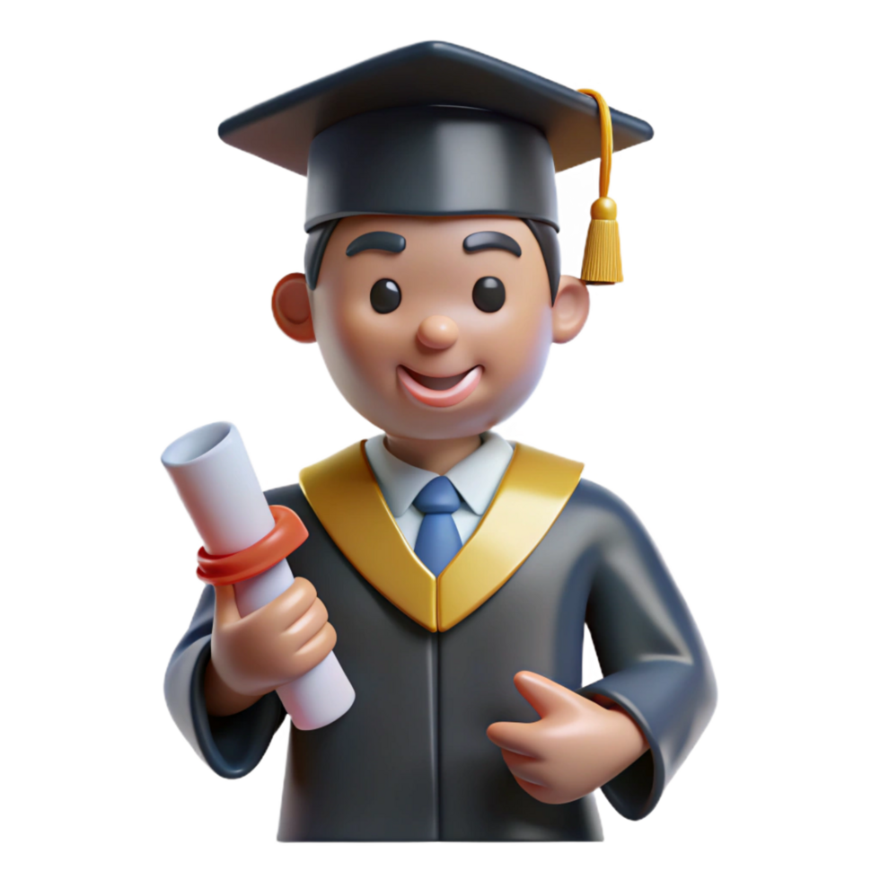 vibrant peaceful renaissance Graduate in cap and gown holding diploma, NO BACKGROUND with Transparent Background. artisan png
