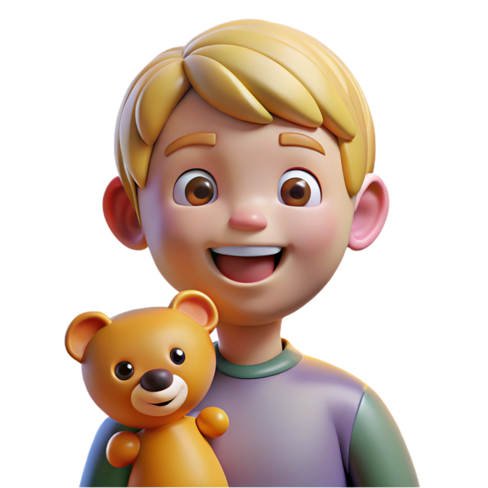 unparalleled classic Smiling child with teddy bear, NO BACKGROUND with Transparent Background. artisan png