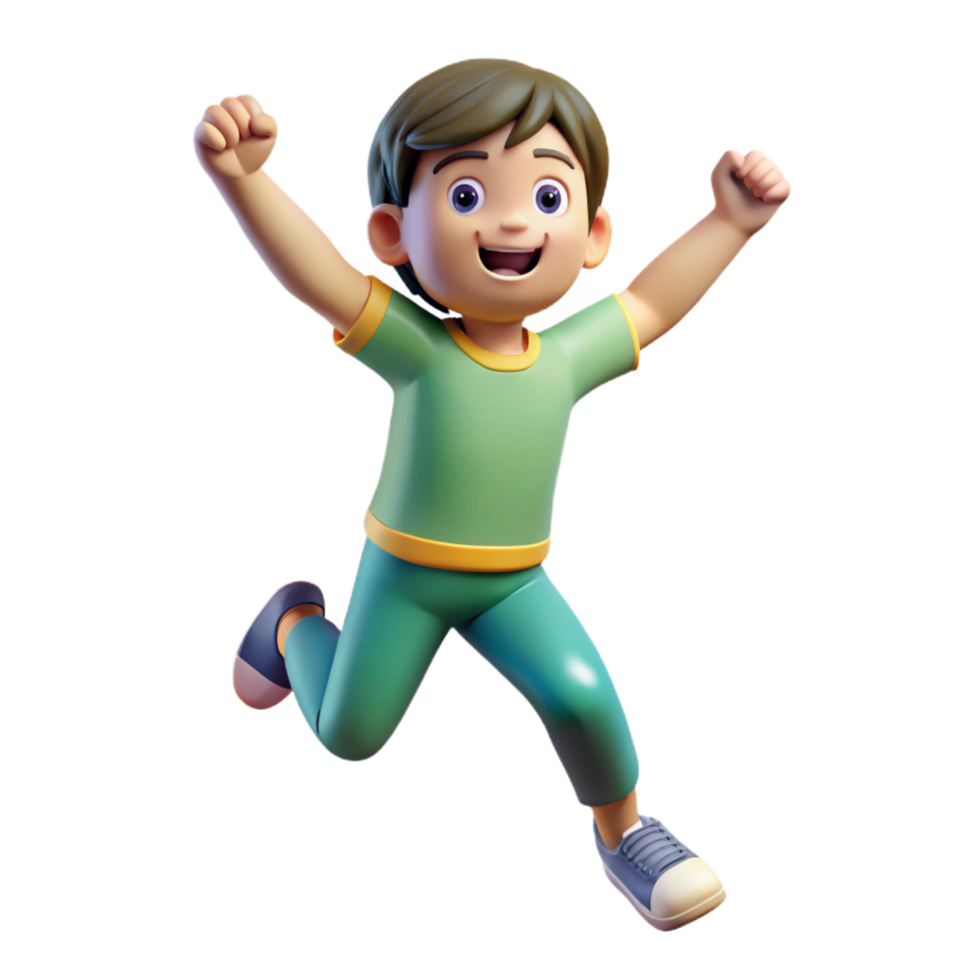reflective dramatic Excited child jumping, NO BACKGROUND with Transparent Background. top-tier png