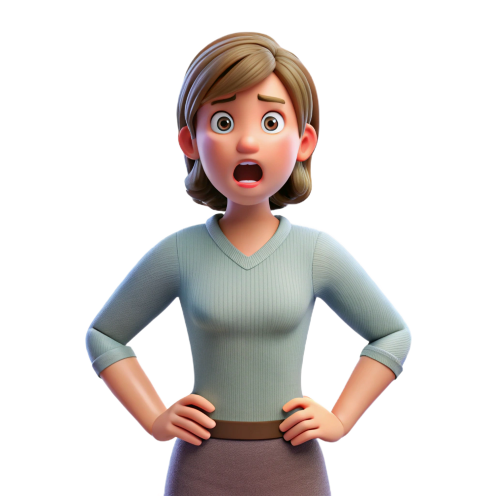 majestic memorable Frustrated woman with hands on hips, NO BACKGROUND with Transparent Background. png