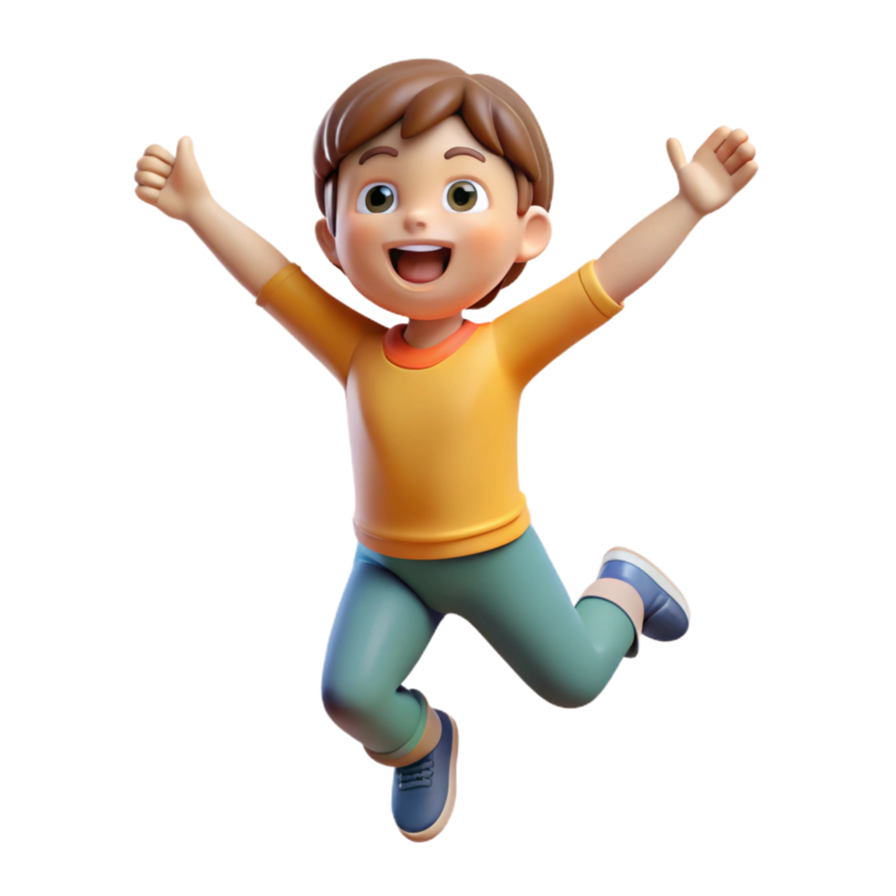 spectacular elegant Excited child jumping, NO BACKGROUND with Transparent Background. expertly shot png
