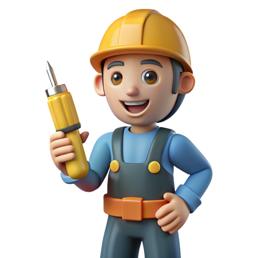 wonderful vintage Electrician with screwdriver, NO BACKGROUND with Transparent Background. high resolution png