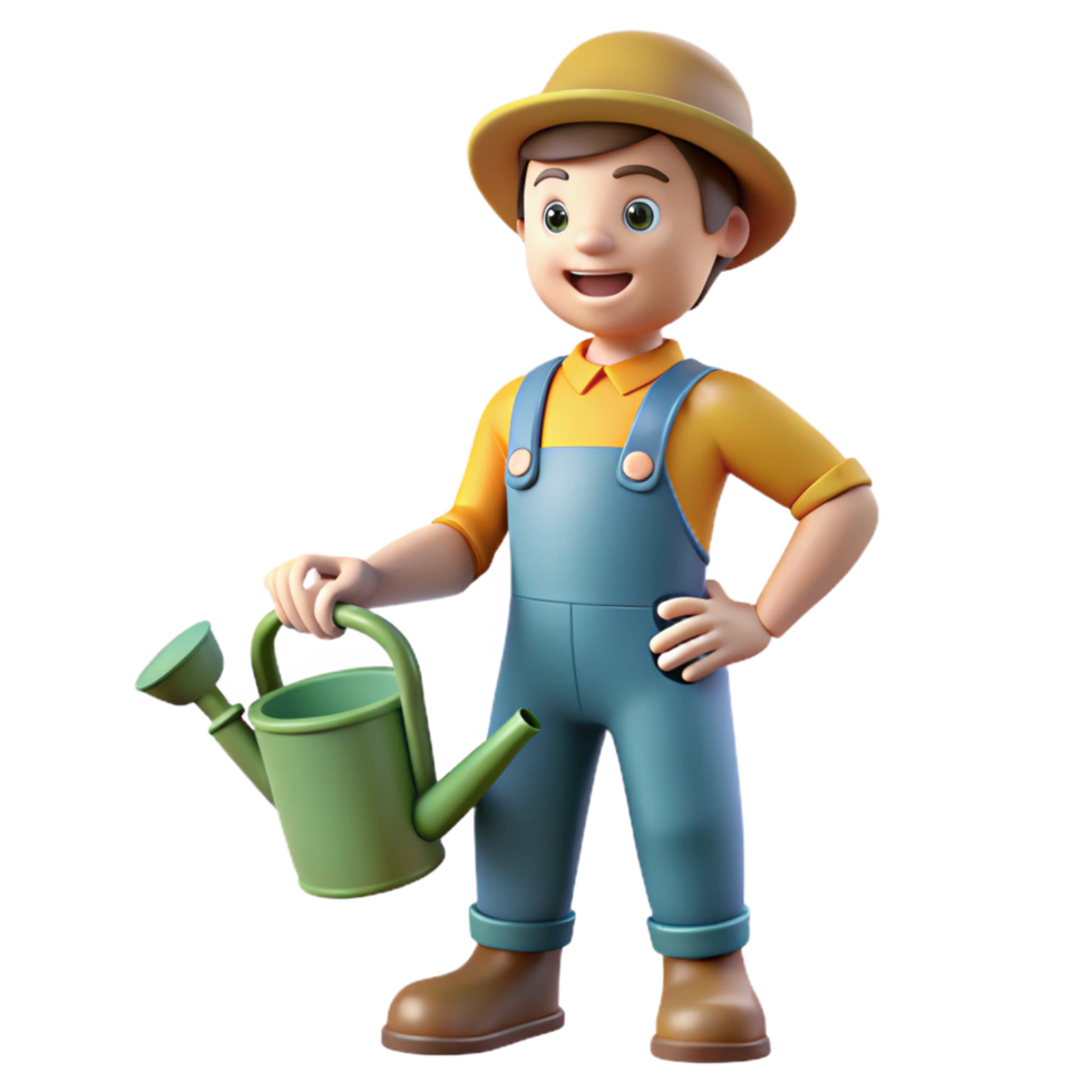 notable traditional Gardener with watering can, NO BACKGROUND with Transparent Background. original png