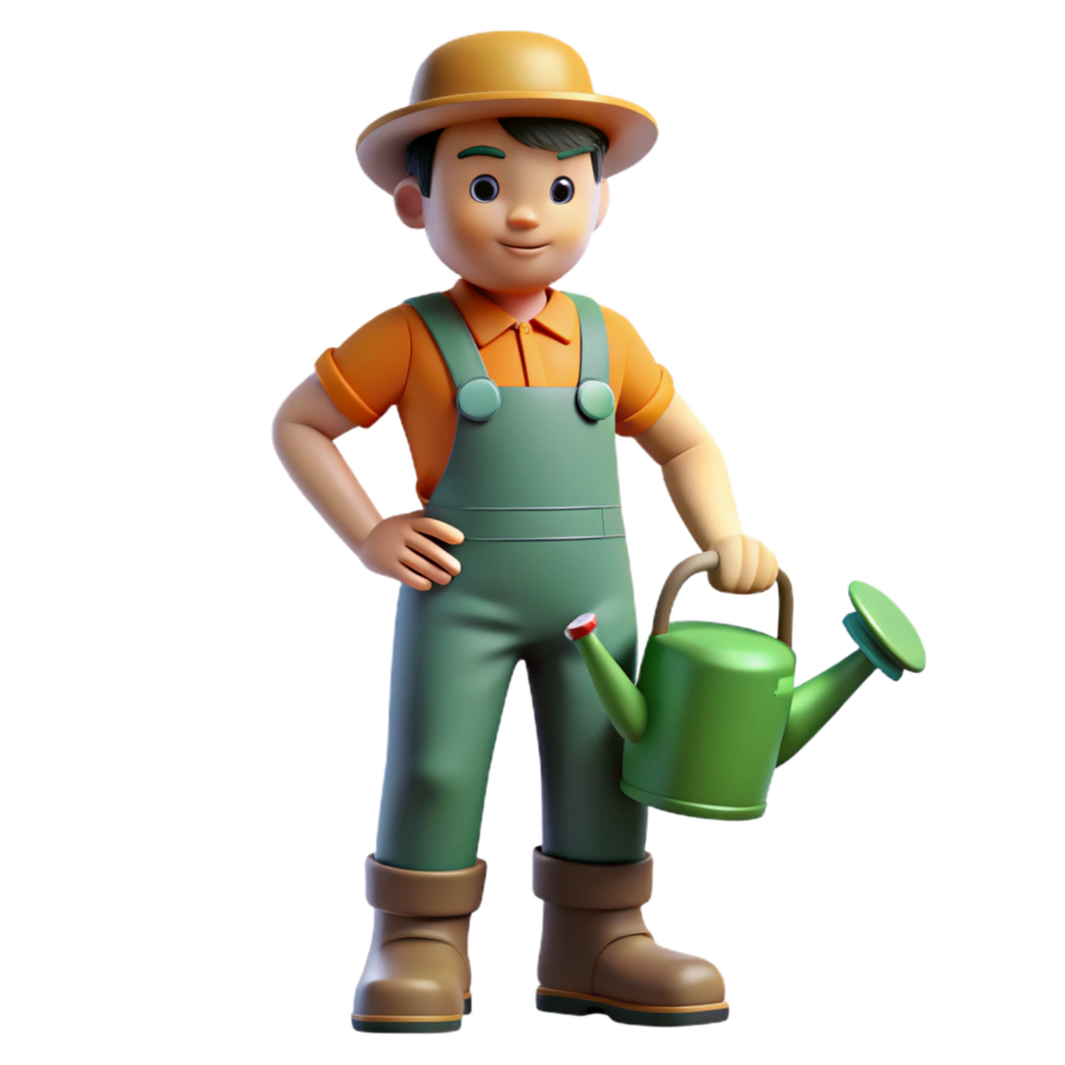 mesmerizing exceptional Gardener with watering can, NO BACKGROUND with Transparent Background. png