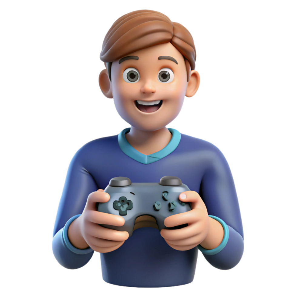 wonderful nostalgic mid-century Teenage boy playing game controller, NO BACKGROUND with Transparent Background. studio quality png