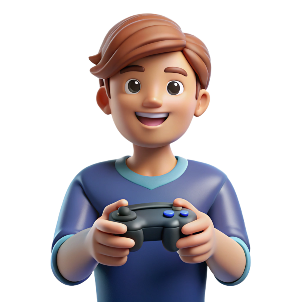 splendid unparalleled Teenage boy playing game controller, NO BACKGROUND with Transparent Background. png