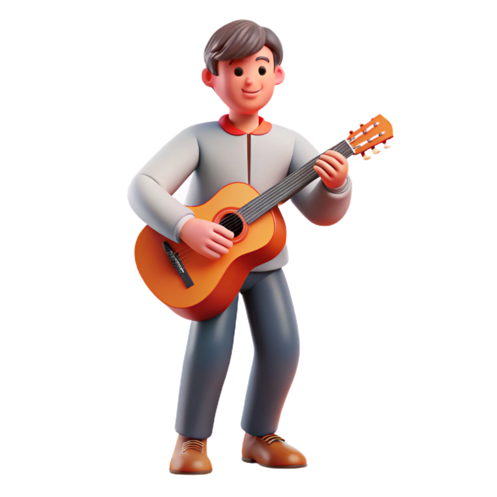 picturesque timeless Musician playing guitar, NO BACKGROUND with Transparent Background. png