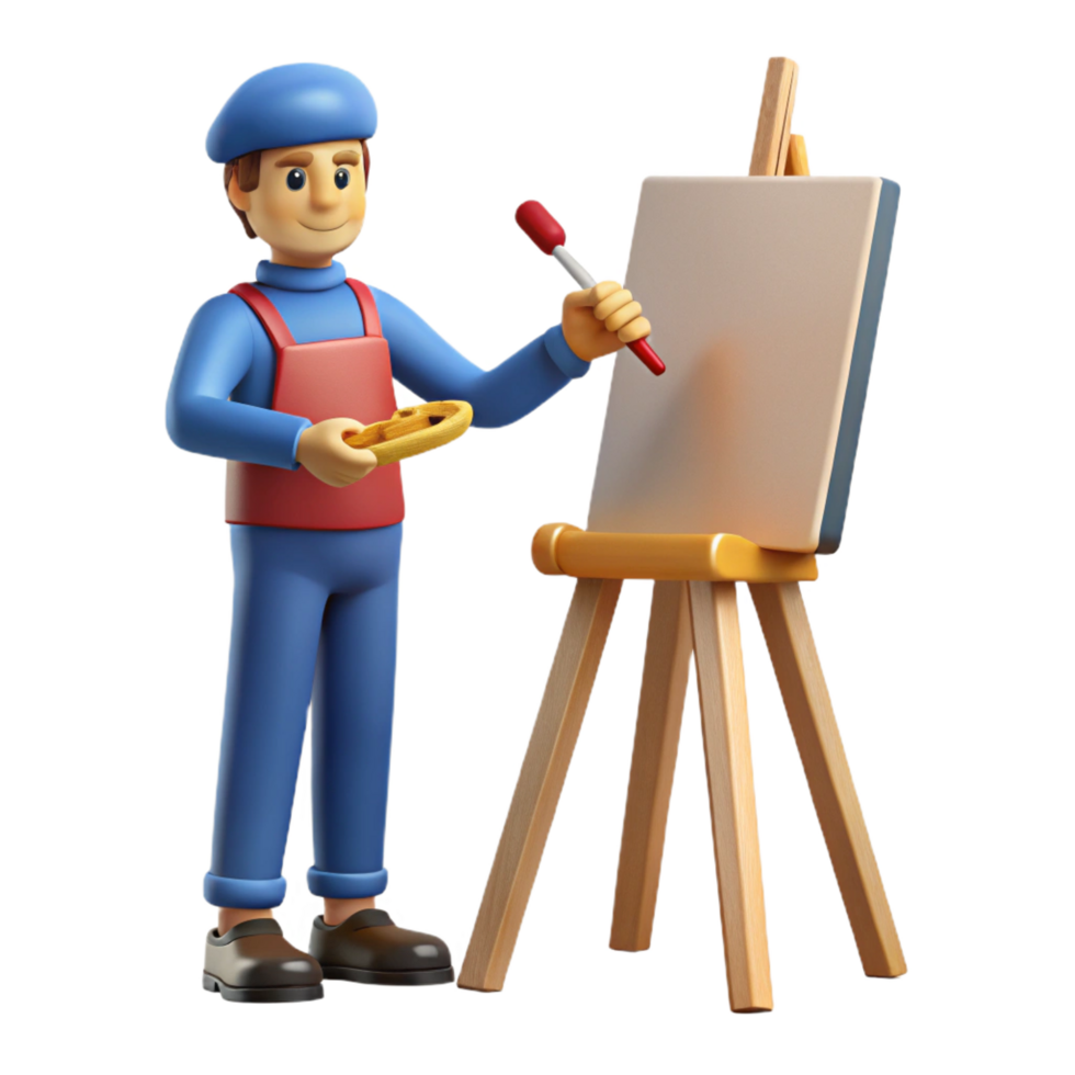 serene modern Artist painting on canvas, NO BACKGROUND with Transparent Background. gallery standard png