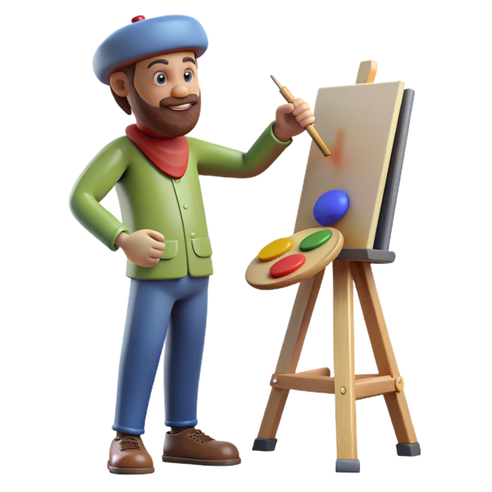 majestic reflective futuristic Artist painting on canvas, NO BACKGROUND with Transparent Background. impeccable png