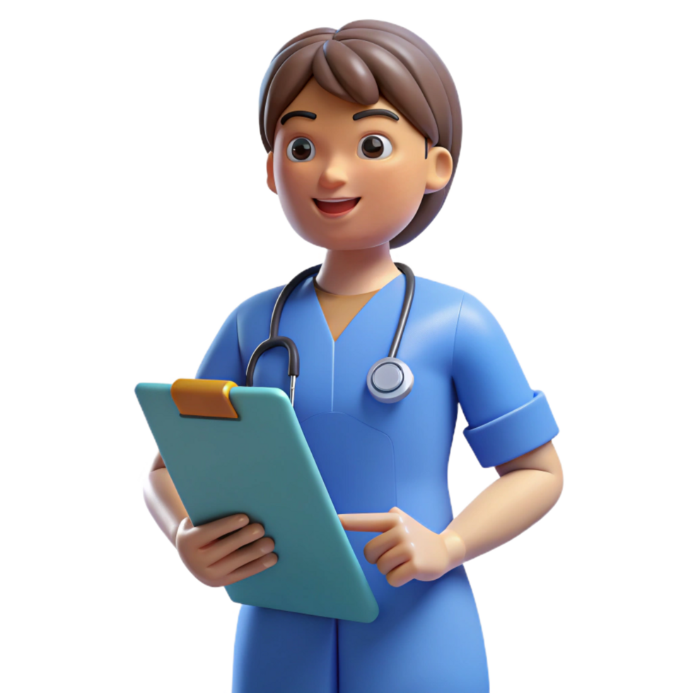 mesmerizing distinctive Nurse holding clipboard, NO BACKGROUND with Transparent Background. png