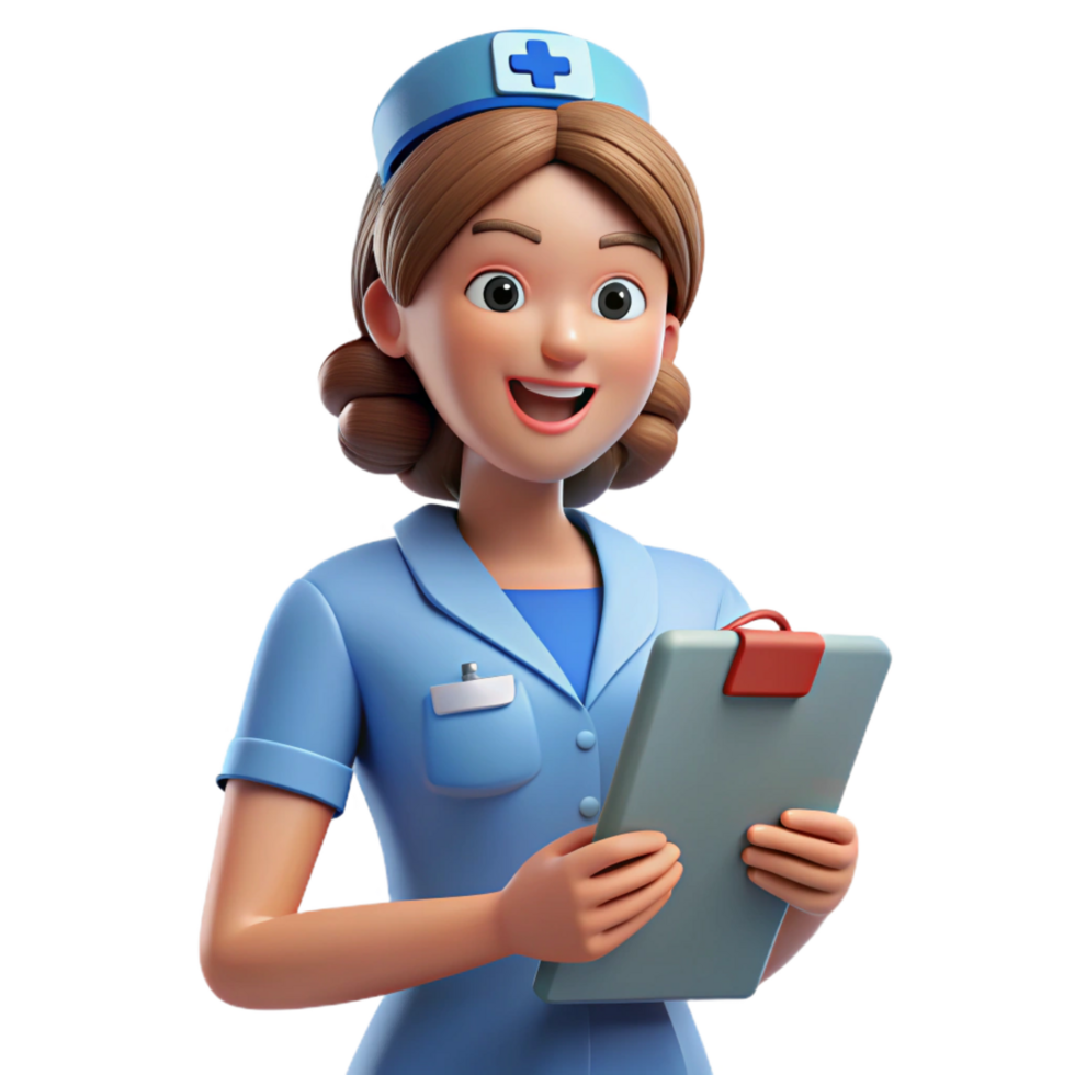wonderful timeless Nurse holding clipboard, NO BACKGROUND with Transparent Background. png