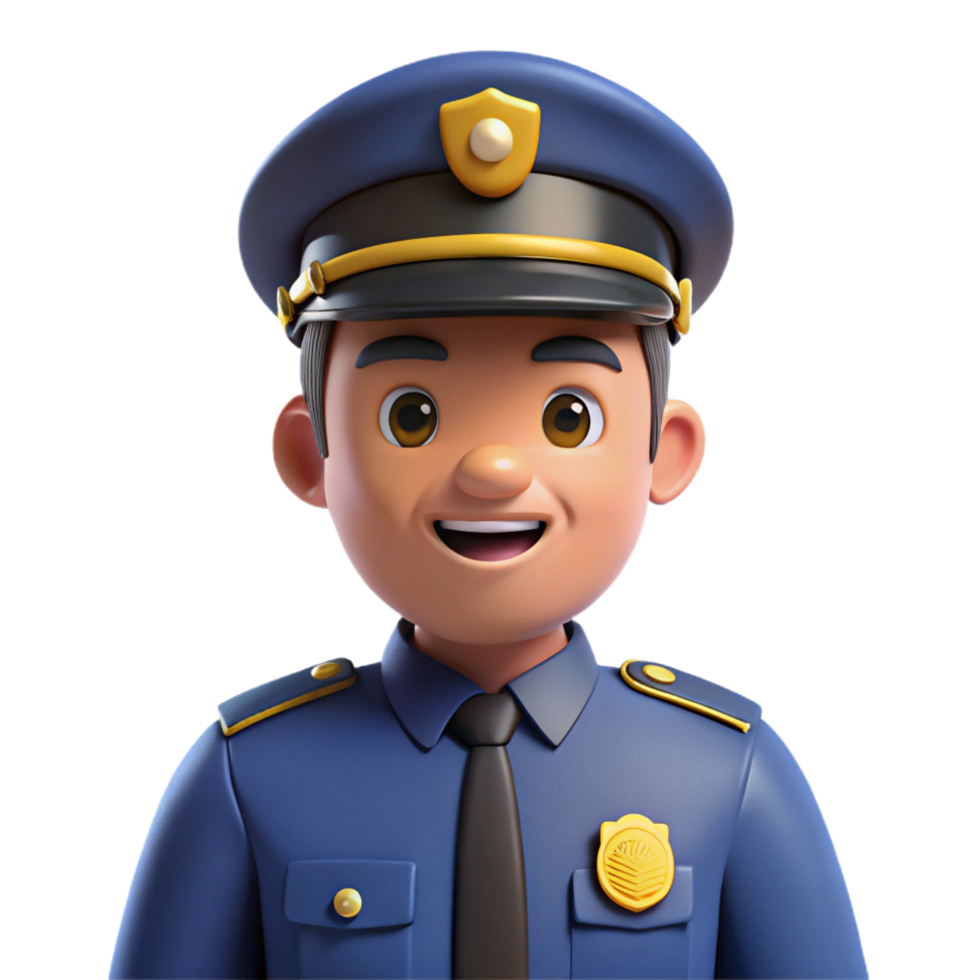 tranquil spectacular Police officer in uniform, NO BACKGROUND with Transparent Background. genuine png