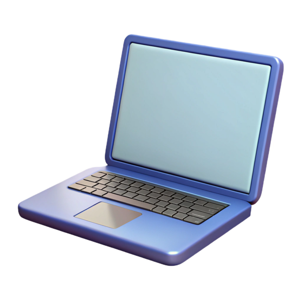 striking reflective vintage Laptop with blank screen, NO BACKGROUND with Transparent Background. refined png