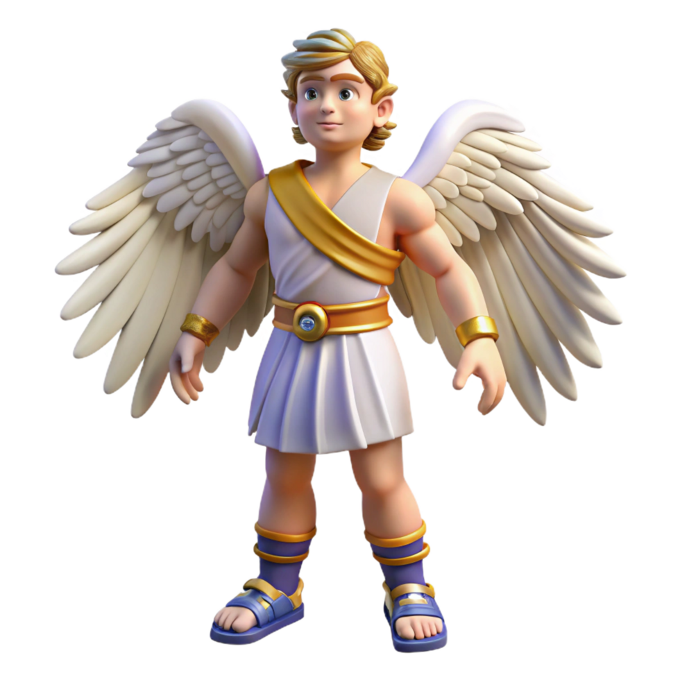 pristine playful artistic Hermes, Messenger God, wearing winged sandals. NO BACKGROUND with Transparent Background. authentic png