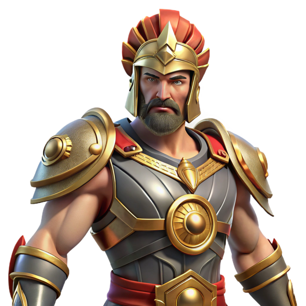 rare futuristic Ares, God of War, in full battle armor. NO BACKGROUND with Transparent Background. high quality png