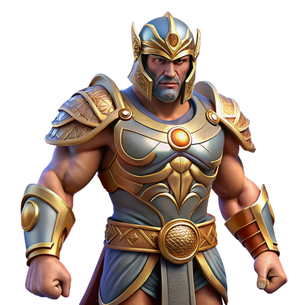 sumptuous exemplary Ares, God of War, in full battle armor. NO BACKGROUND with Transparent Background. png