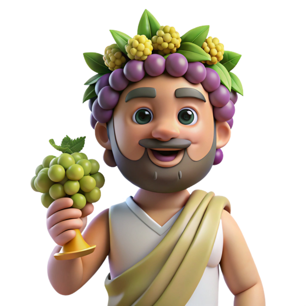 unparalleled abstract Dionysus, God of Wine, holding a grapevine. NO BACKGROUND with Transparent Background. ultra HD png