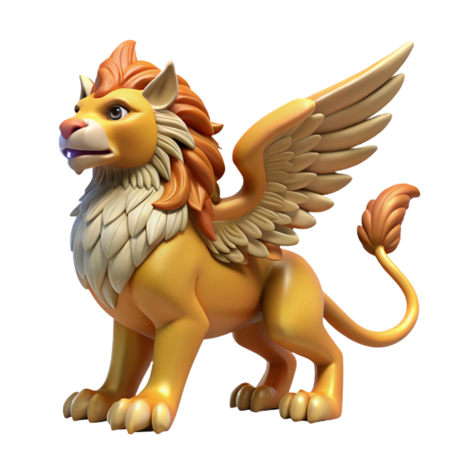 stunning coastal Griffin, mythical creature, part eagle, part lion. NO BACKGROUND with Transparent Background. perfect clarity png