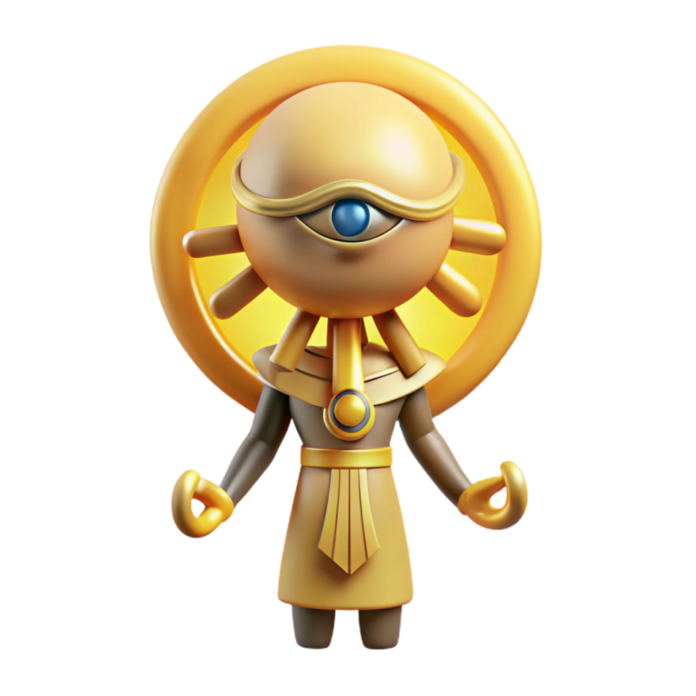 reflective dazzling Ra, Egyptian sun god. NO BACKGROUND with Transparent Background. crisp png