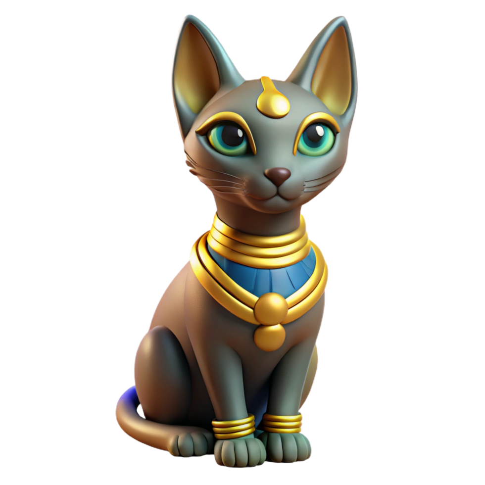 sought-after artistic Bastet, Egyptian cat goddess. NO BACKGROUND with Transparent Background. artisan png