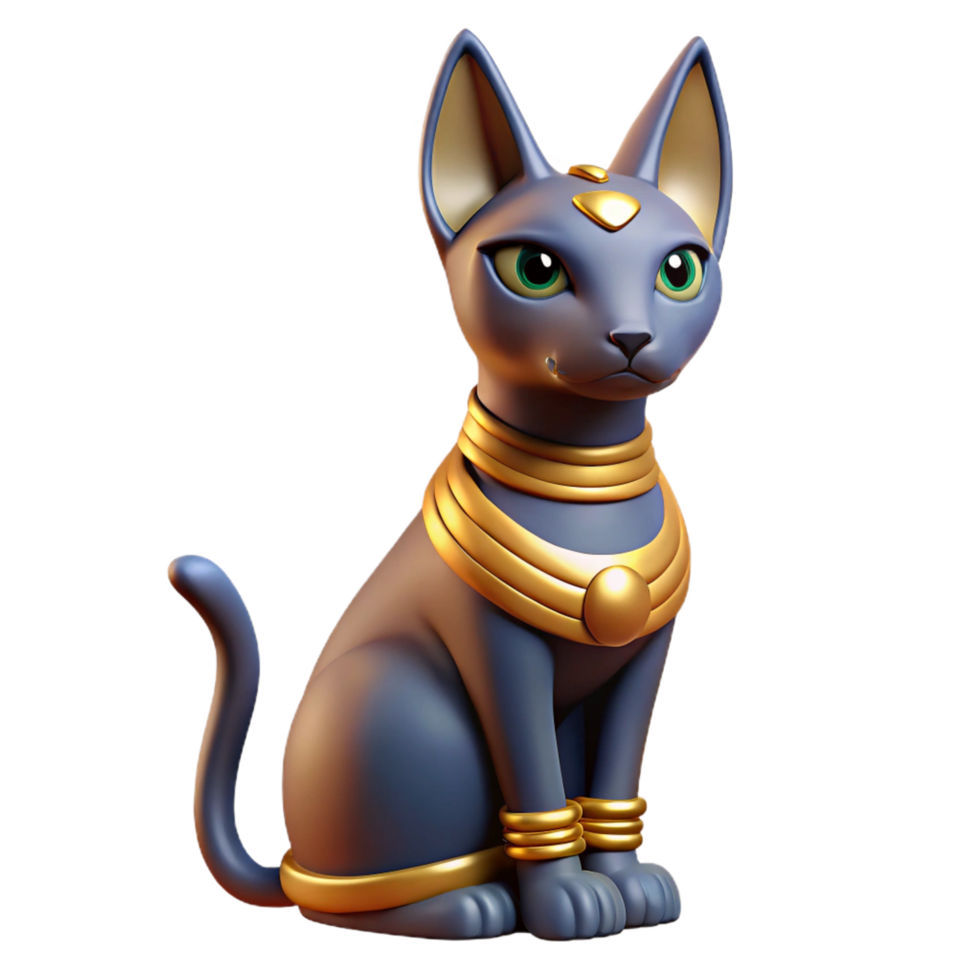 stunning whimsical victorian Bastet, Egyptian cat goddess. NO BACKGROUND with Transparent Background. professional png