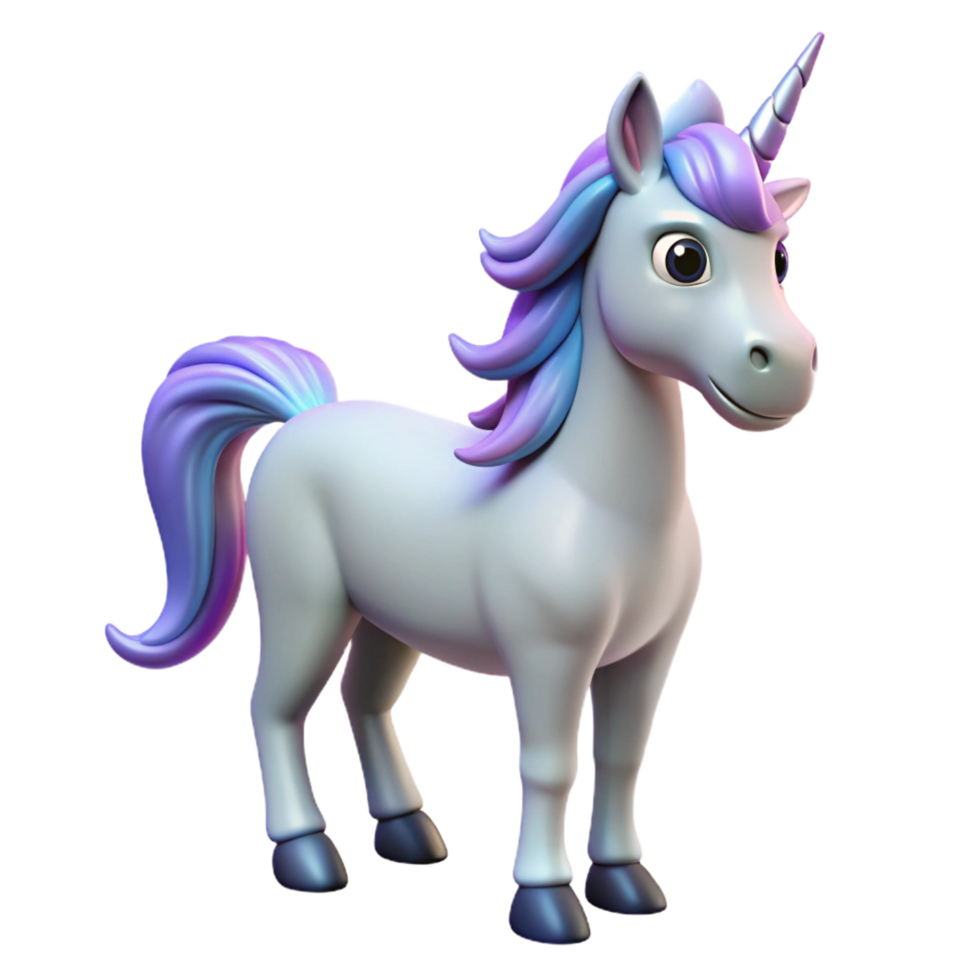 melancholic magnificent Unicorns, mythical horse with a single horn. NO BACKGROUND with Transparent Background. professional png