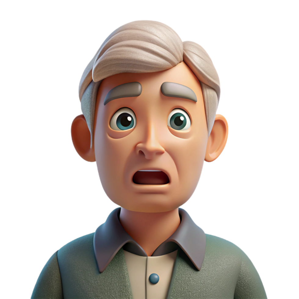 iconic elegant Confused elderly man, portrait, NO BACKGROUND with Transparent Background. crisp png