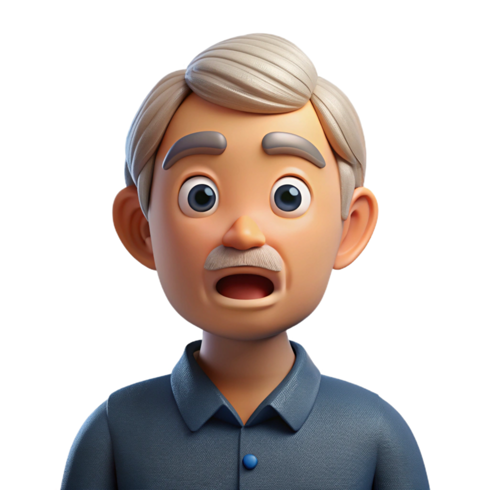 signature creative Confused elderly man, portrait, NO BACKGROUND with Transparent Background. perfect clarity png