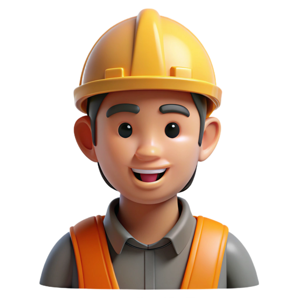 mysterious wonderful Construction worker, wearing hard hat, NO BACKGROUND with Transparent Background. original png