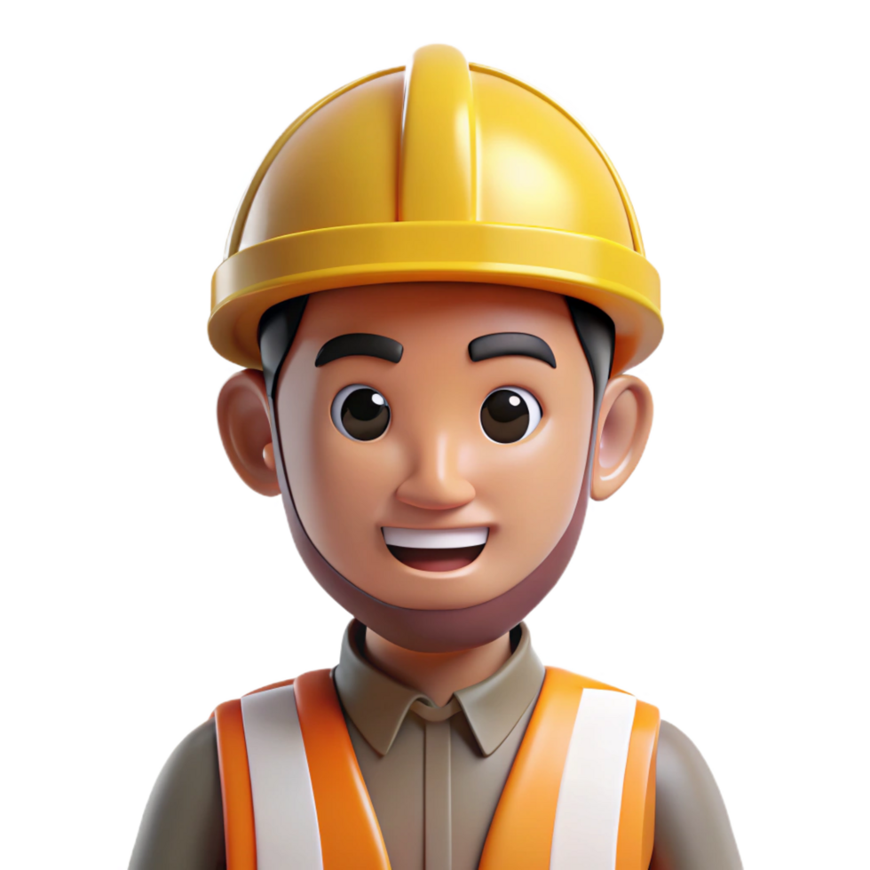 playful stunning Construction worker, wearing hard hat, NO BACKGROUND with Transparent Background. exclusive png