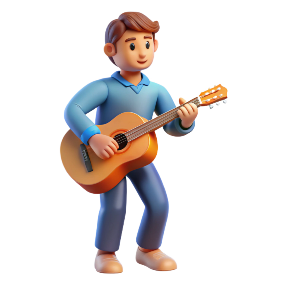 pristine unforgettable Musician, playing guitar, NO BACKGROUND with Transparent Background. png