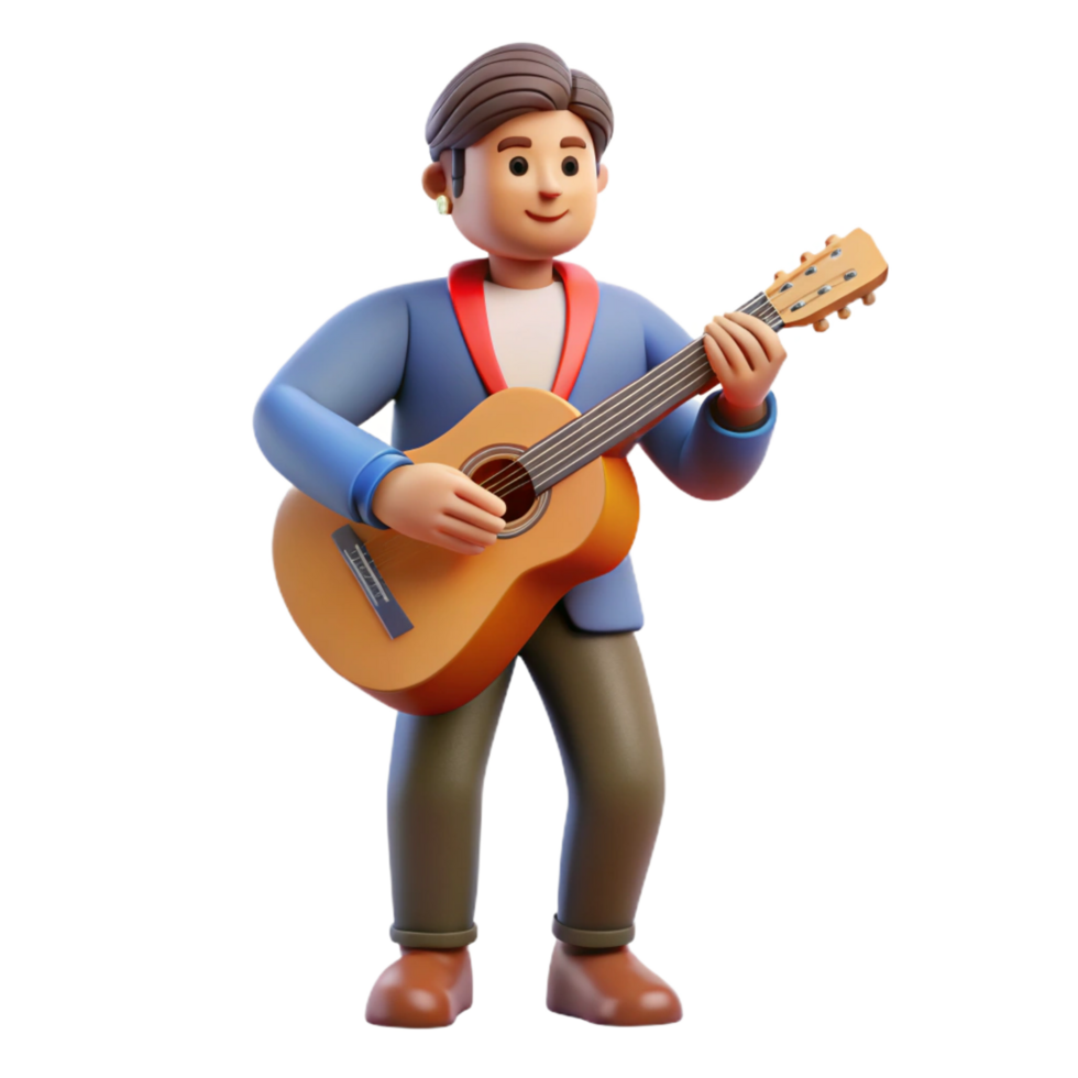 sought-after renaissance Musician, playing guitar, NO BACKGROUND with Transparent Background. detailed png