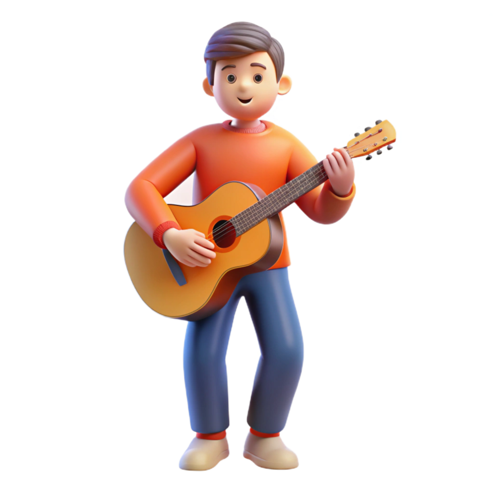 rare elegant Musician, playing guitar, NO BACKGROUND with Transparent Background. original png