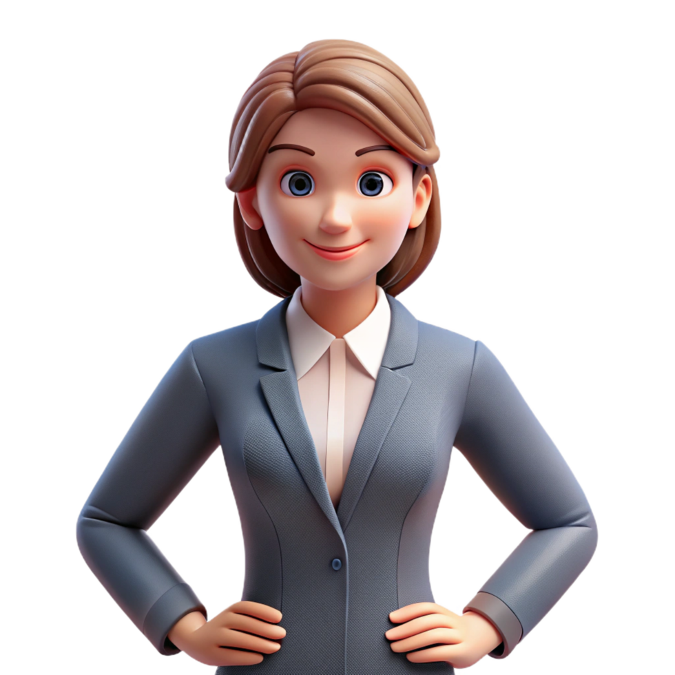 splendid passionate coastal Businesswoman, in power suit, NO BACKGROUND with Transparent Background. handcrafted png