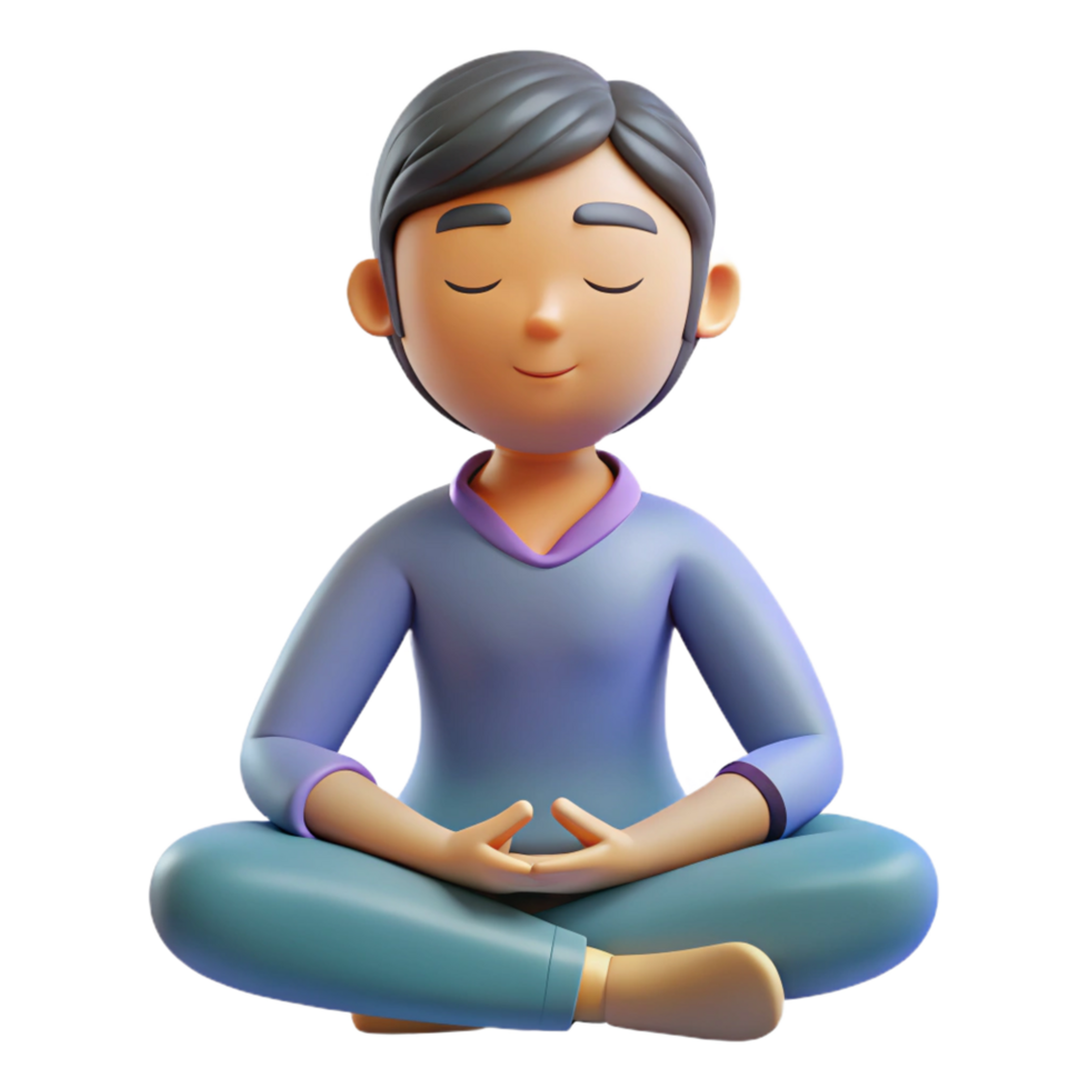 picturesque rustic Person, meditating, eyes closed, NO BACKGROUND with Transparent Background. precision png